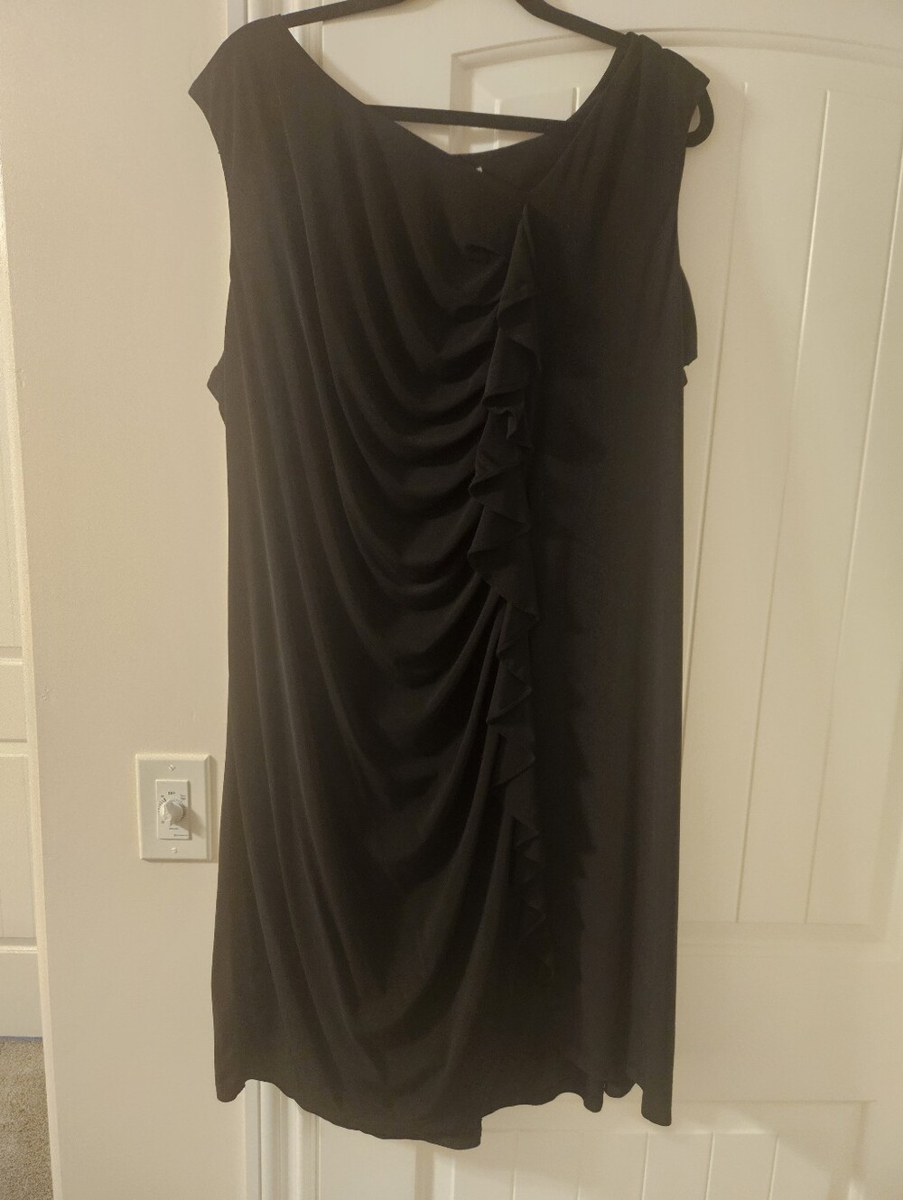 Fashion Bug Black Dress with Ruffle Front Detail Size 26W